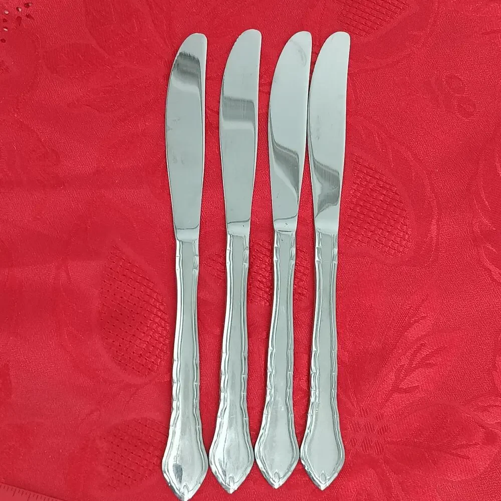 4X BK Oneida Community SATINIQUE Like READ Stainless Butter Dinner Knives